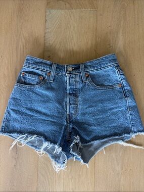 Levi's Blue Distressed Cutoff Denim Shorts